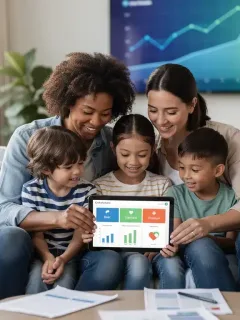 Family comparing 2026 health insurance plans on a tablet, illustrating PPO vs HMO choices.