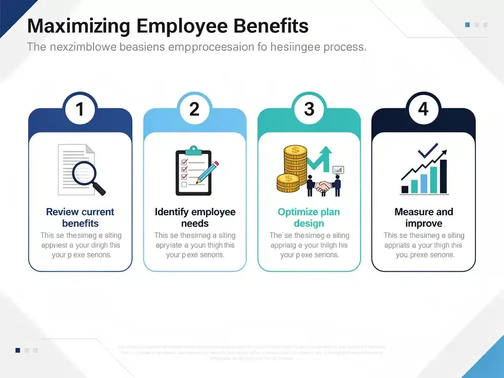 Infographic showing a 5-step guide to maximizing employee benefits.