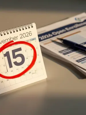Calendar with November 15th highlighted for 2026 benefits enrollment deadline
