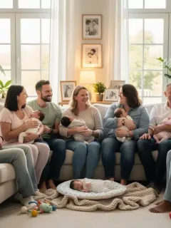 Happy diverse parents with infants, symbolizing parental leave benefits