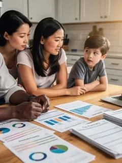 Family reviewing financial documents for 2026 tax law changes