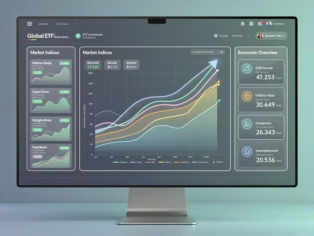 Financial dashboard showing top-performing ETF metrics