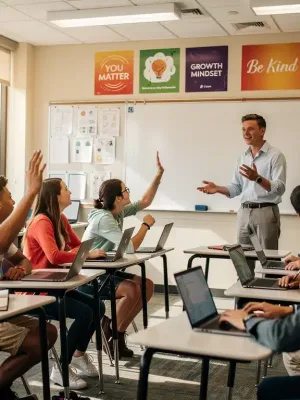 High school students engaged in social-emotional learning discussion