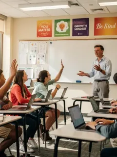 High school students engaged in social-emotional learning discussion