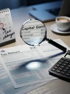 Financial documents and calculator representing Capital Gains Tax 2026 changes