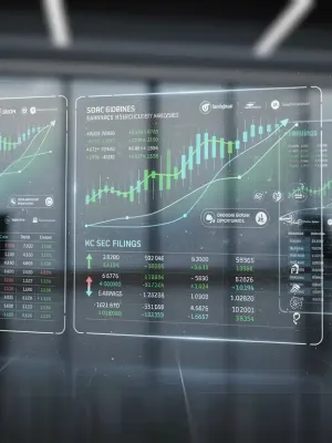 Financial data analysis on screens revealing high-growth investment opportunities from SEC filings.