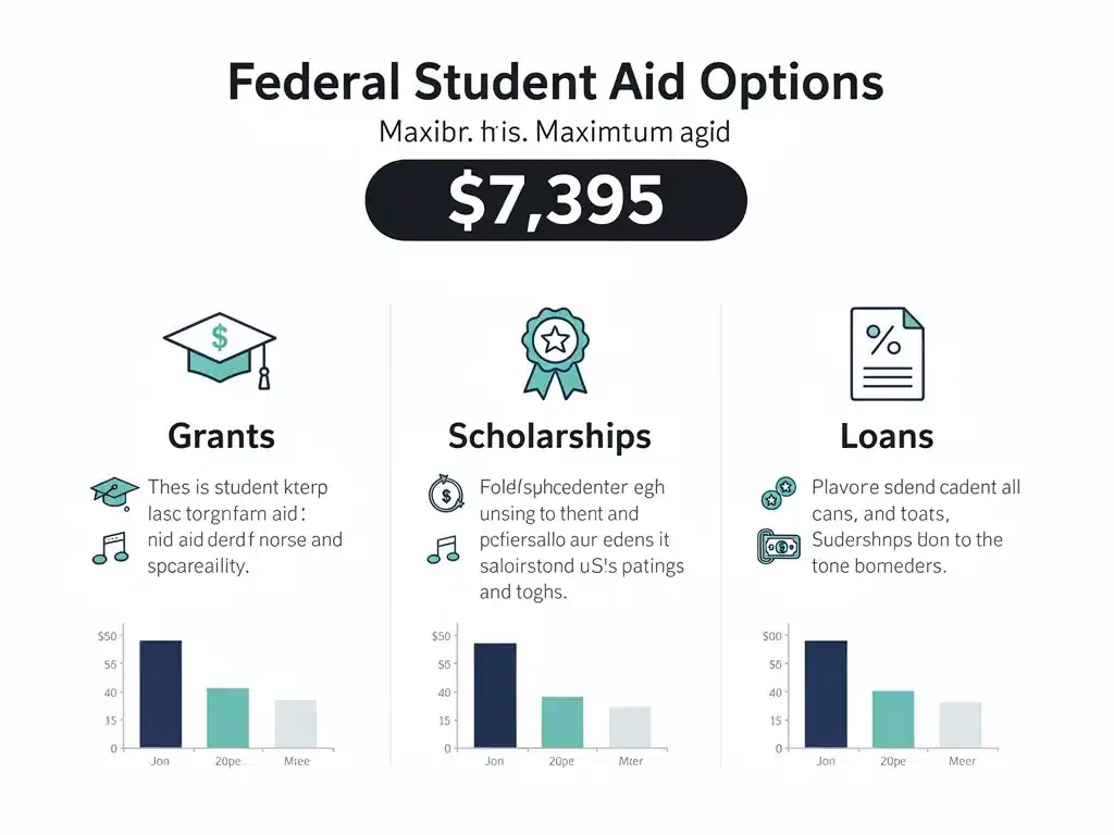 Infographic detailing types of federal student aid and maximum amounts.
