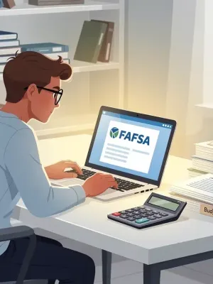 Student navigating new FAFSA rules on laptop, securing federal student aid.