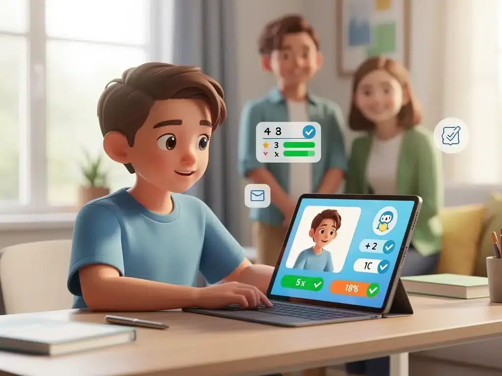 Student receiving virtual personalized tutoring for learning gaps