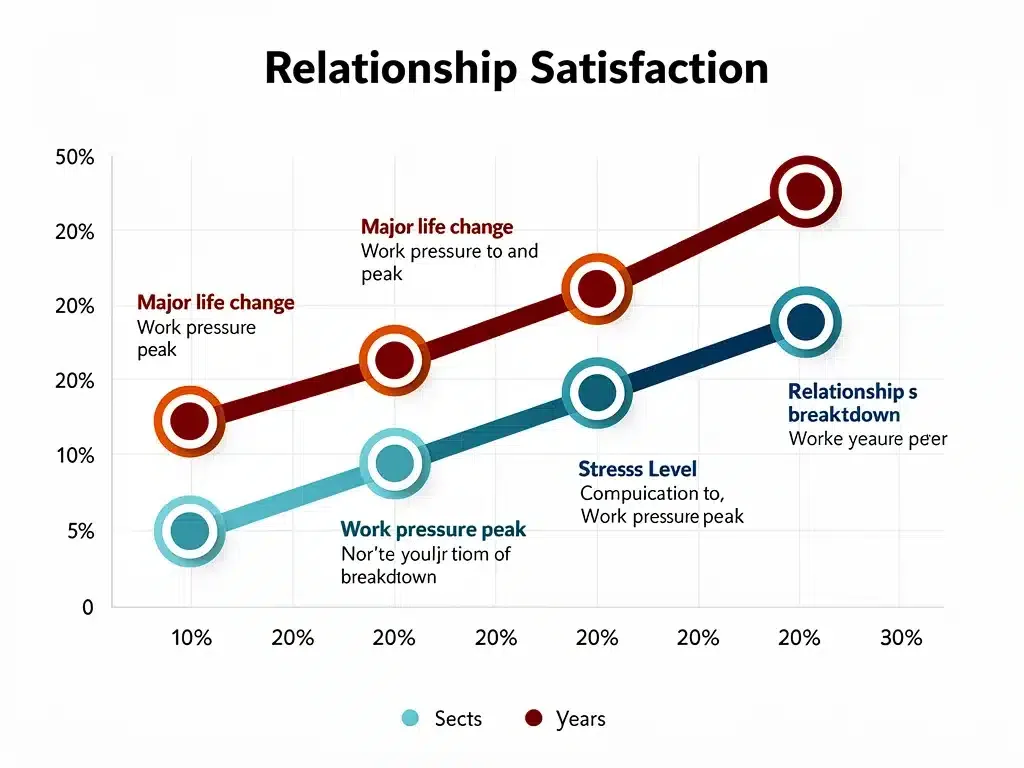 Data visualization showing trends in stress and relationship satisfaction