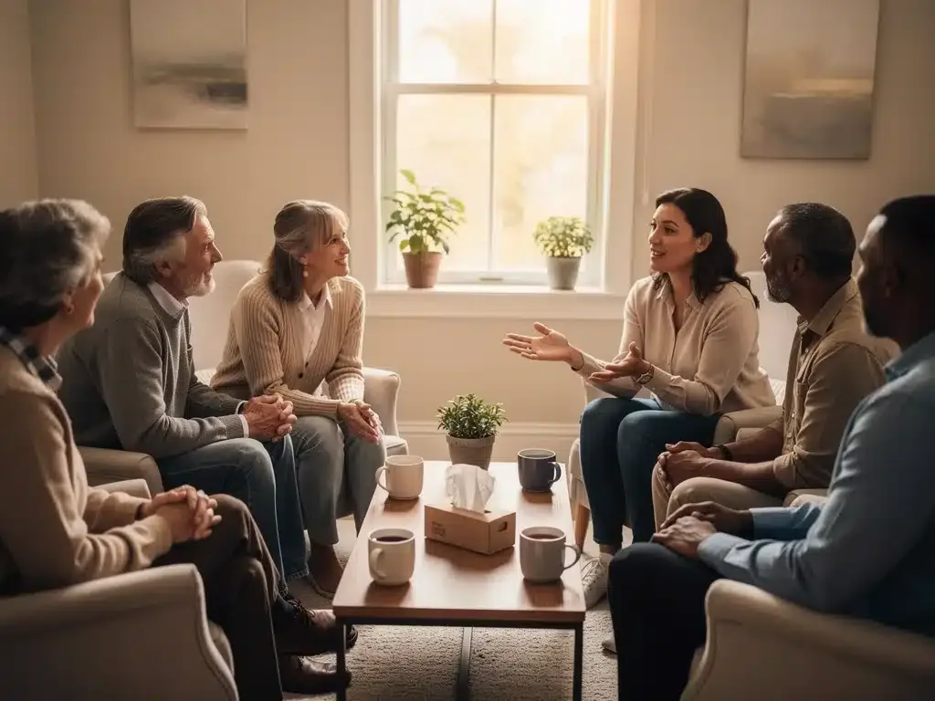 Community support group fostering healthy relationships