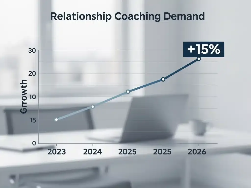 Graph illustrating a 15% rise in relationship coaching demand