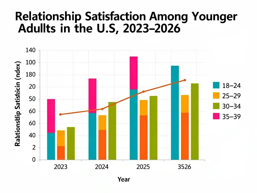 Bar graph illustrating declining relationship satisfaction among US youth 2023-2026