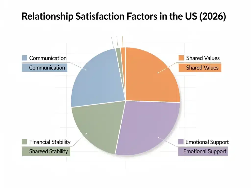 Pie chart showing key factors for relationship satisfaction US 2026