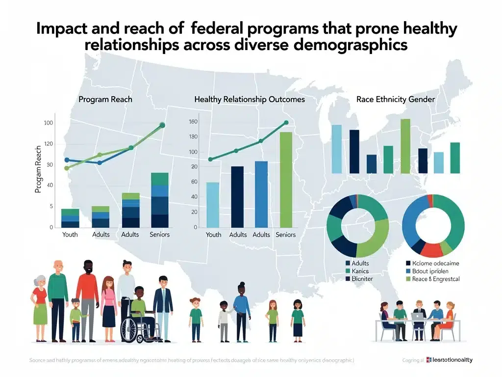 Infographic showing positive trends in federal healthy relationship program outcomes.