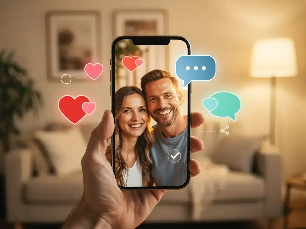 Happy couple on video call, symbolizing effective digital communication