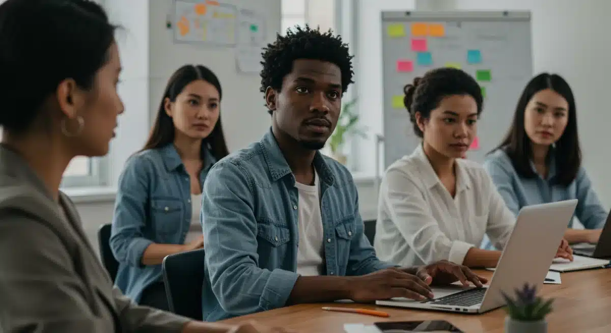 Sesión de terapia moderna para relaciones, con personas participando activamente en un entorno colaborativo.