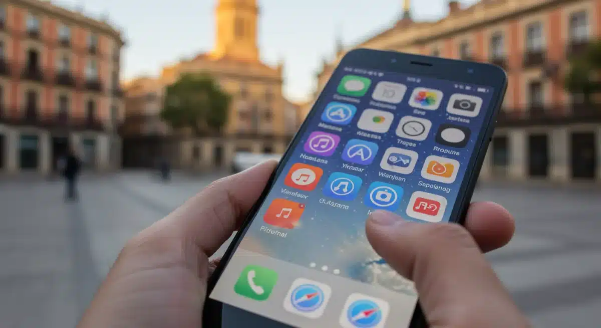 Pantalla de smartphone con aplicaciones de redes sociales, simbolizando la comunicación digital en España.