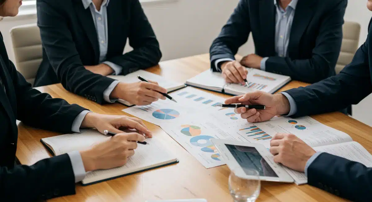 Funcionarios del gobierno español debatiendo las implicaciones de las reformas de dependencia.